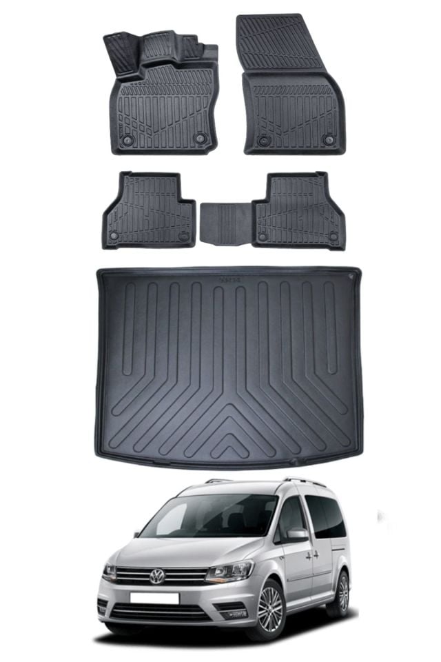 Volkswagen Caddy 2010 Model Bagaj Havuzu Araca Özel Siyah Paspas Takımı