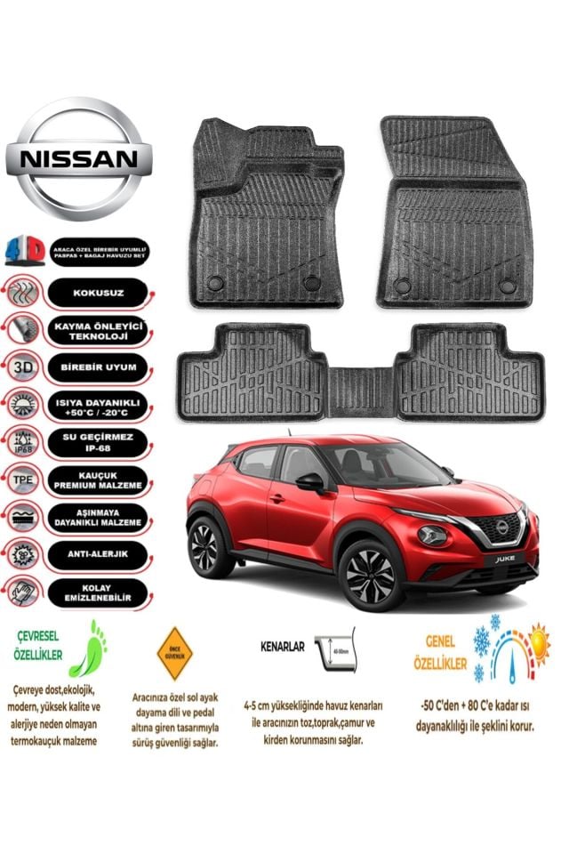 Nissan Juke 2024 Model 4D Araca Özel Havuzlu Paspas Takımı