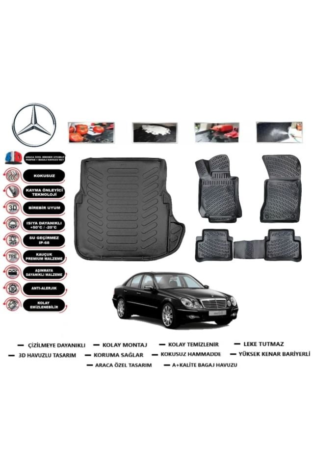 Mercedes E serisi W 211 2005 Model Bagaj Havuzu Araca Özel Paspas Takımı Flex