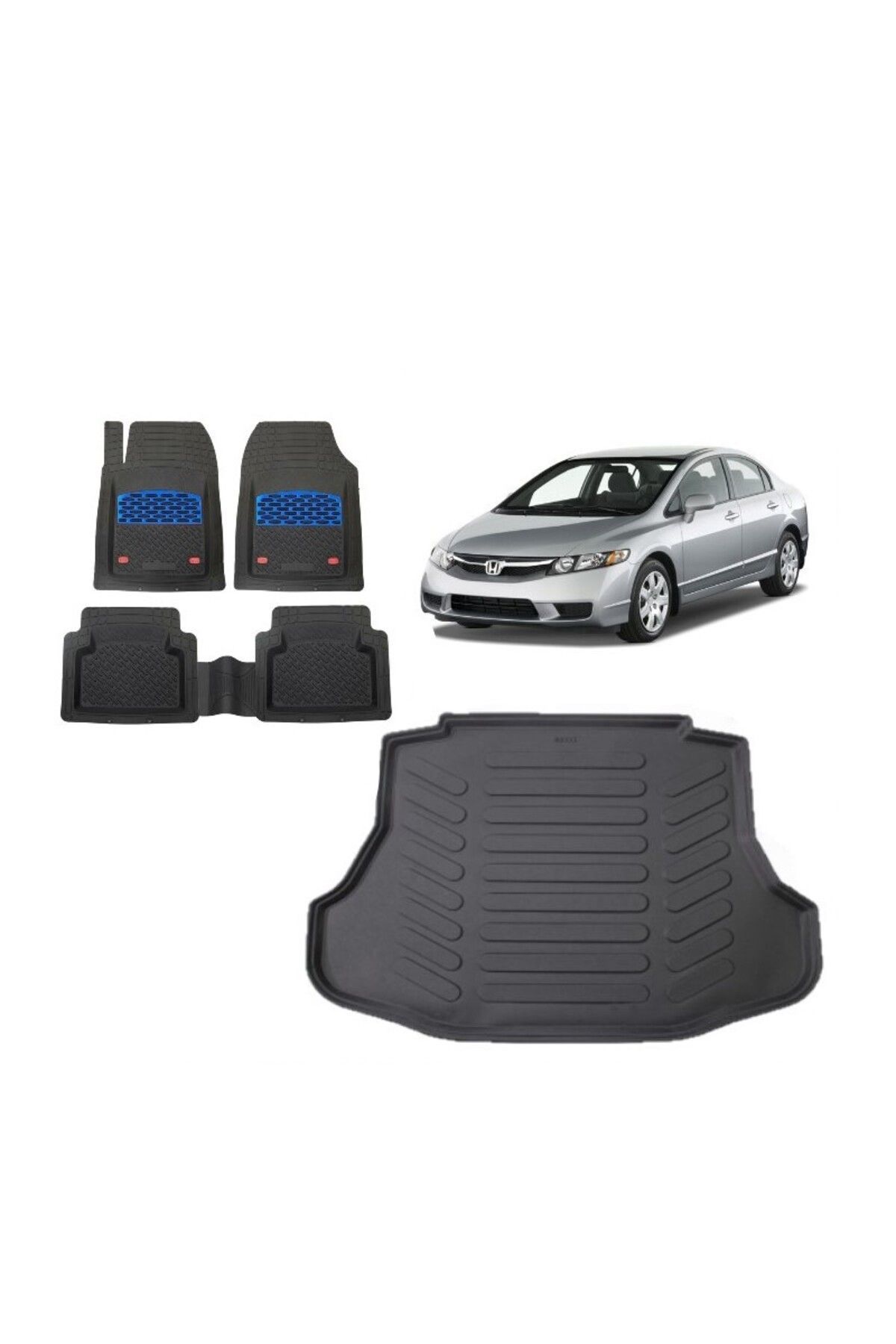 Honda Civic Sedan 2011 Model 3D Bagaj Havuzu+3D Havuzlu Safir Mavi Kromlu Paspas