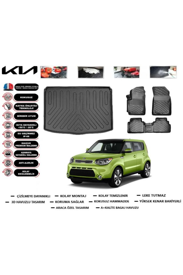 Kia Soul 2019 Model Bagaj Havuzu Araca Özel Paspas Takımı Prrox