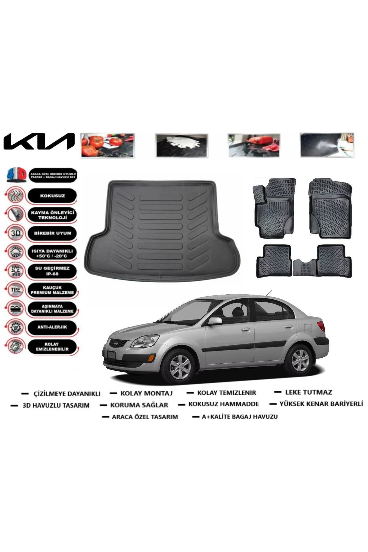 Kia Rio Sedan 2005 Model Bagaj Havuzu Araca Özel Paspas Takımı Prrox