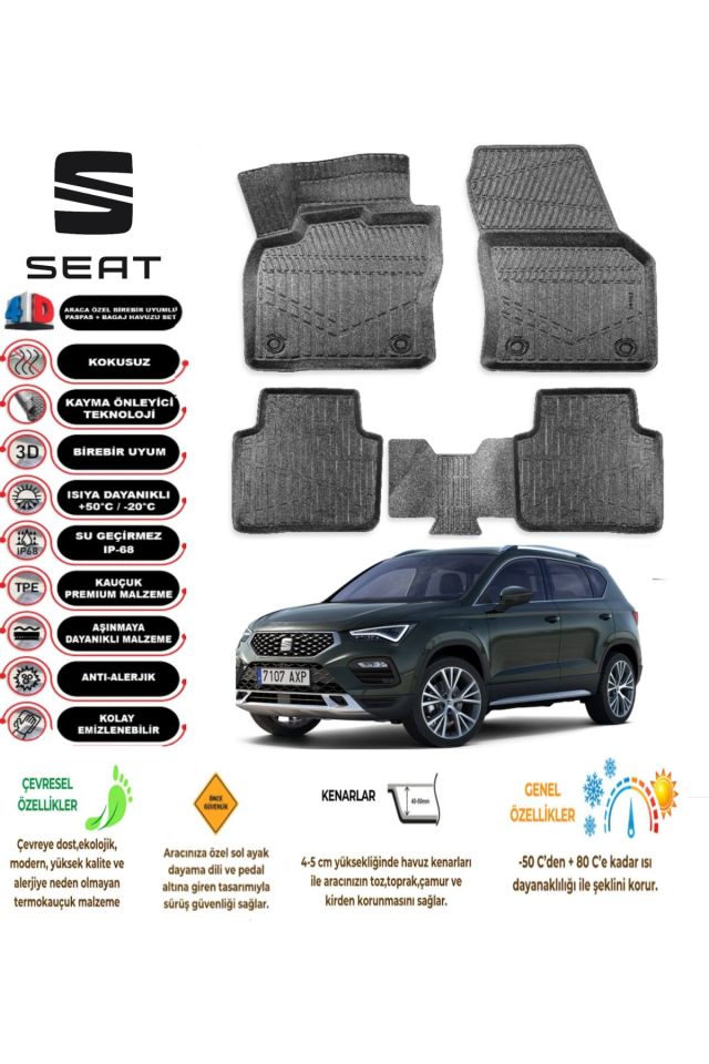 Seat Taracco 2018 Sonrası 4D Araca Özel Havuzlu Kokusuz Paspas Takımı
