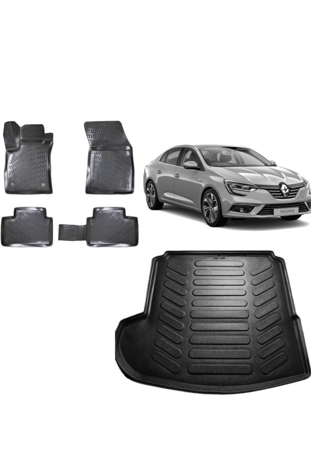 Renault Megane 4 Sedan 2022 Model SOL Kulaklı 3D Bagaj Havuzu+3D Havuzlu Araca Özel Paspas Takımı