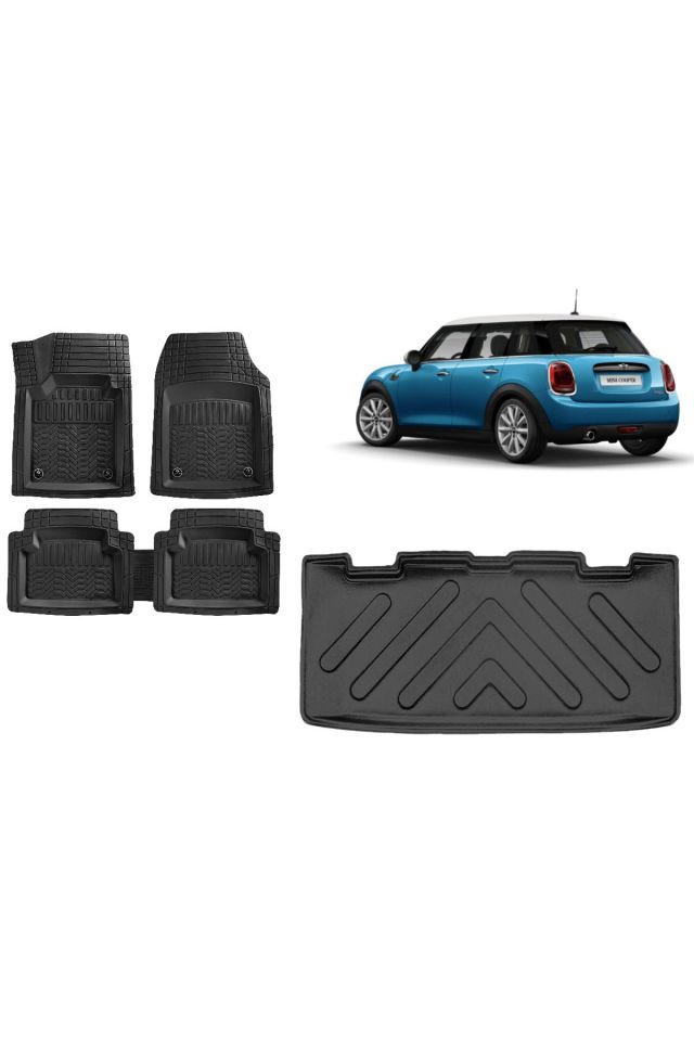 Mini Cooper R56 2010 Model 3D Bagaj Havuzu+3D Havuzlu Maximum Siyah Paspas