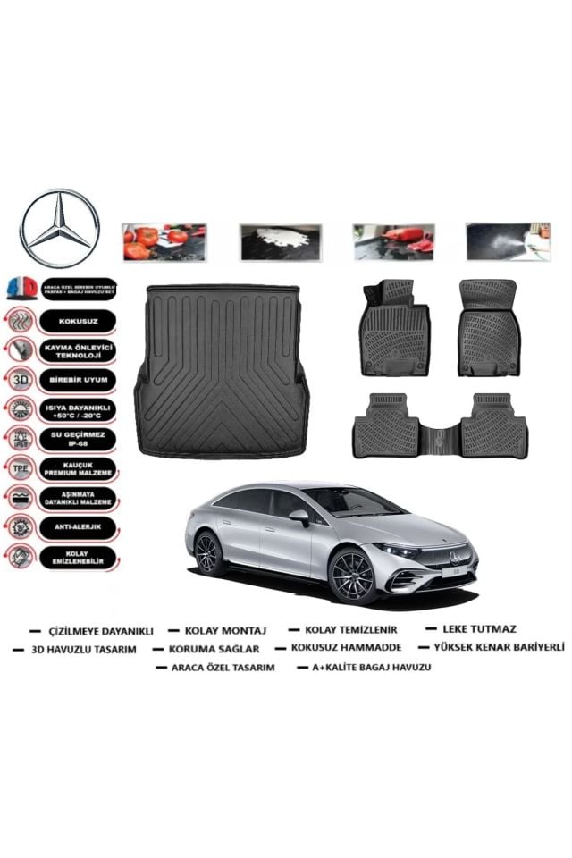 Mercedes EQS Sedan 2023 Model Bagaj Havuzu Araca Özel Paspas Takımı Prrox