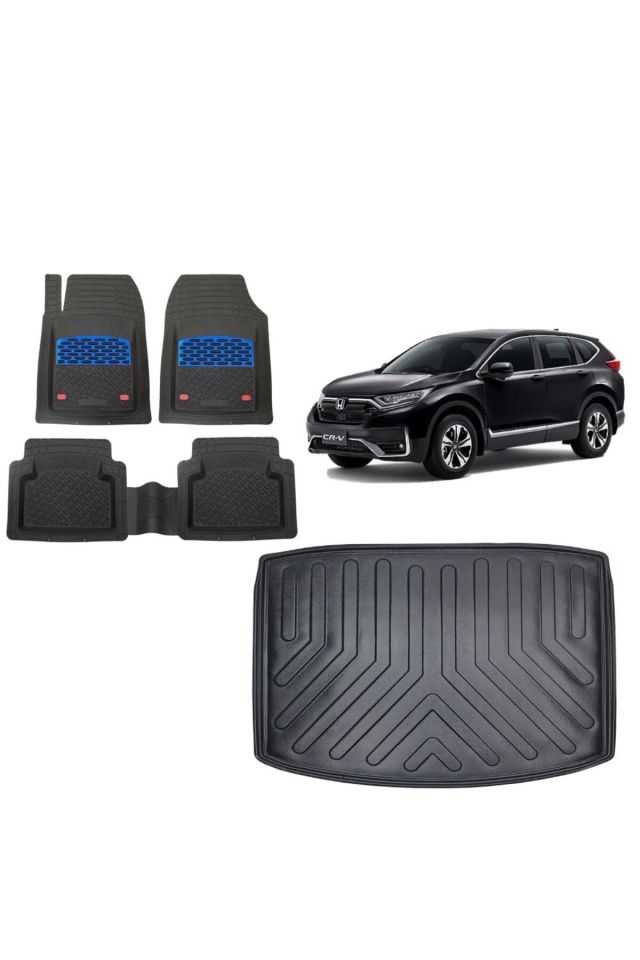 Honda CR-V 2018 Model Alt Bagaj Havuzu+3D Havuzlu Safir Mavi Kromlu Paspas