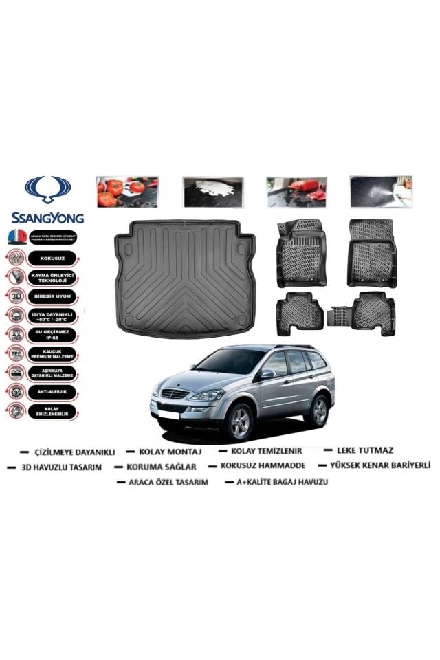 Ssangyong Kyron 2008 Model Bagaj Havuzu Araca Özel Paspas Takımı Prrox