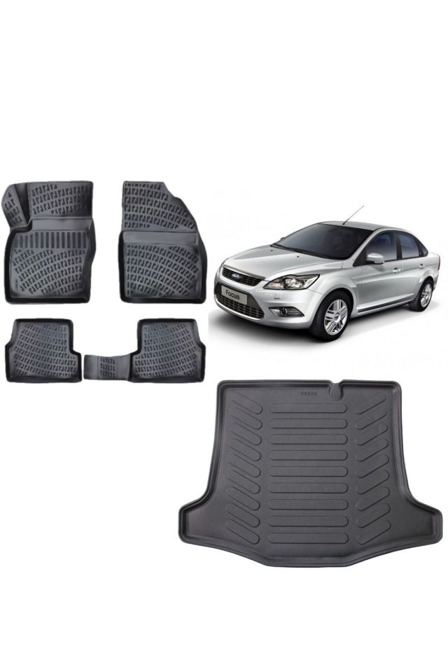 Focus 2 Sedan 2005 Model 3D Bagaj Havuzu+3D Havuzlu Araca Özel Paspas Takımı