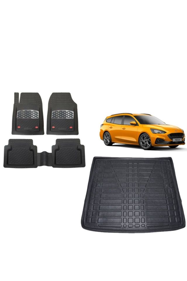 Ford Focus 4 STW ÜST KISIM 2018 Model 3D Bagaj Havuzu+3D Havuzlu Safir Gri Kromlu Paspas