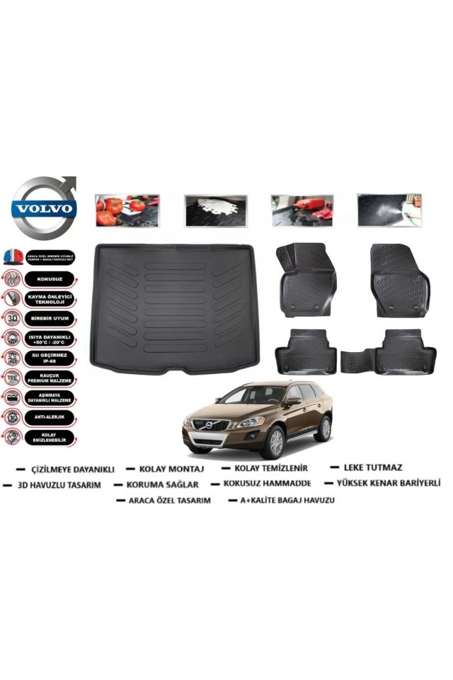 Volvo XC60 2016 Model Bagaj Havuzu Araca Özel Paspas Takımı Prrox