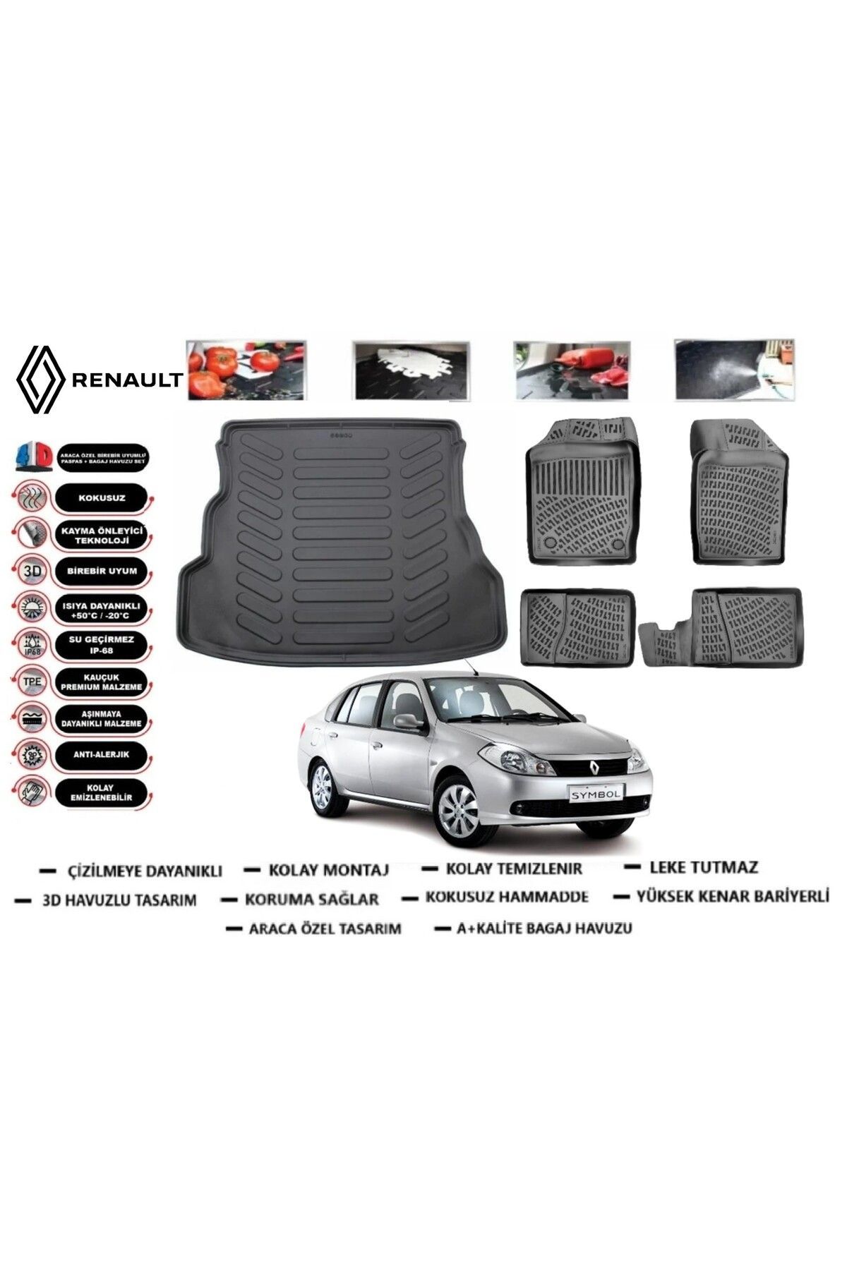 Renault Symbol 2009 Model Bagaj Havuzu Araca Özel Paspas Takımı Flex