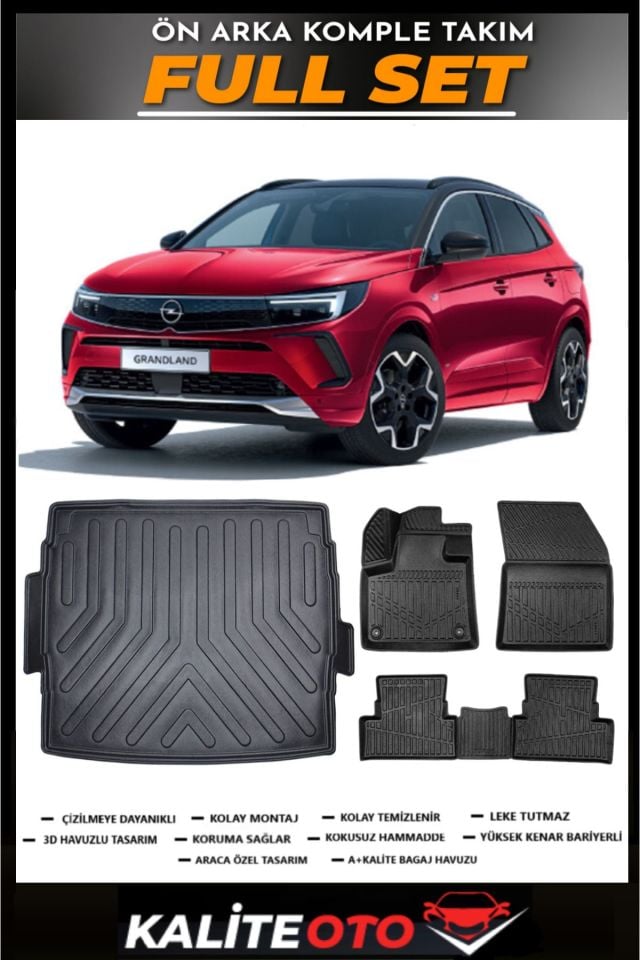 Opel Grandland Üst Bagaj Havuzu+4.5D Havuzlu Paspas Seti 2023 Model