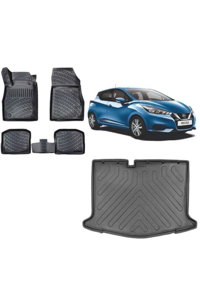 Nissan Micra 2020 Model 3D Bagaj Havuzu+3D Havuzlu Araca Özel Paspas Takımı