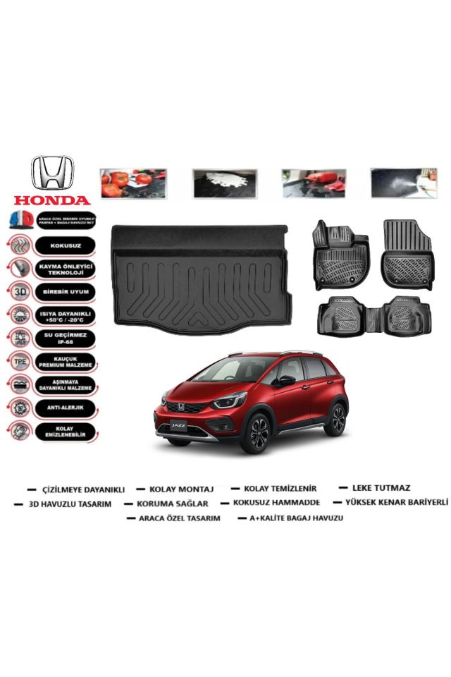 Honda Jazz Crosstar 2023 Model Bagaj Havuzu Araca Özel Paspas Takımı Prrox