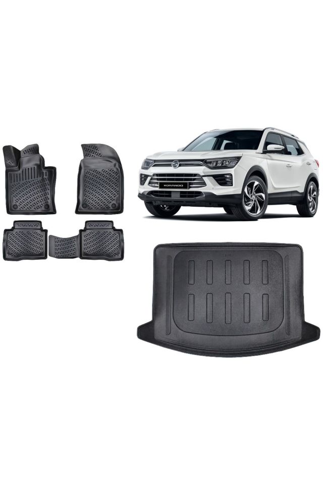 Ssangyong Korando 2020 Model 3D Bagaj Havuzu+3D Havuzlu Araca Özel Paspas Takımı