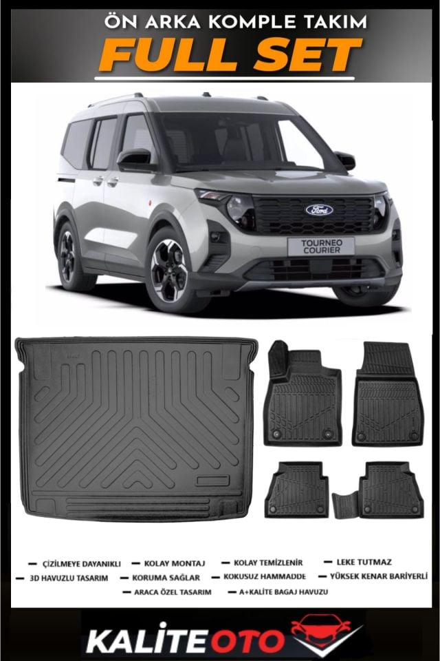Ford Courier Bagaj Havuzu+4.5D Havuzlu Paspas Seti 2024 Model