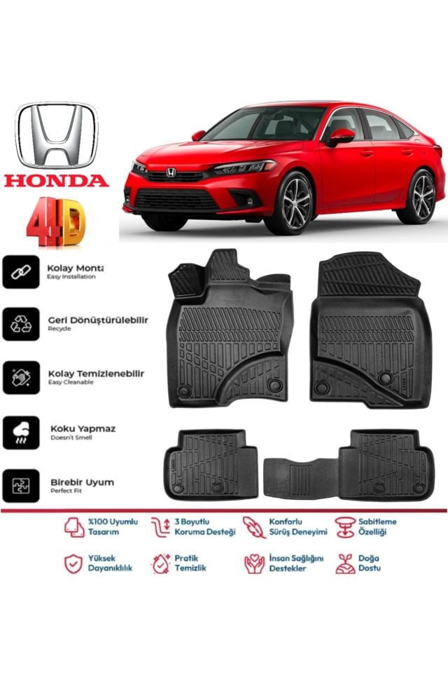 Honda Civic 2021 Model 4D Havuzlu Paspas
