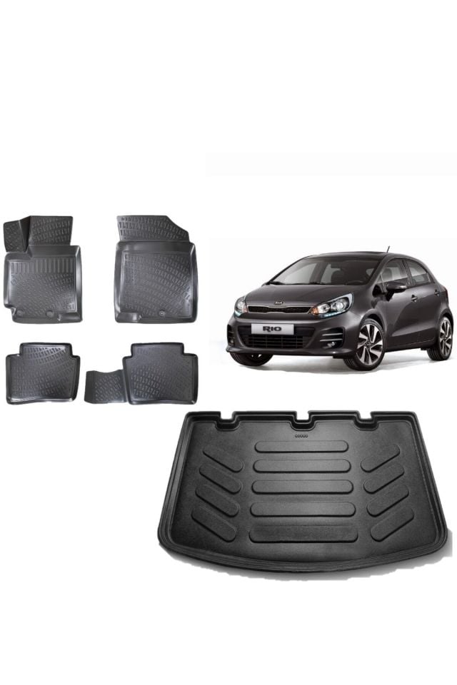 Kia Rio 2014 Model Hatchback 3D Bagaj Havuzu+3D Havuzlu Araca Özel Paspas Takımı