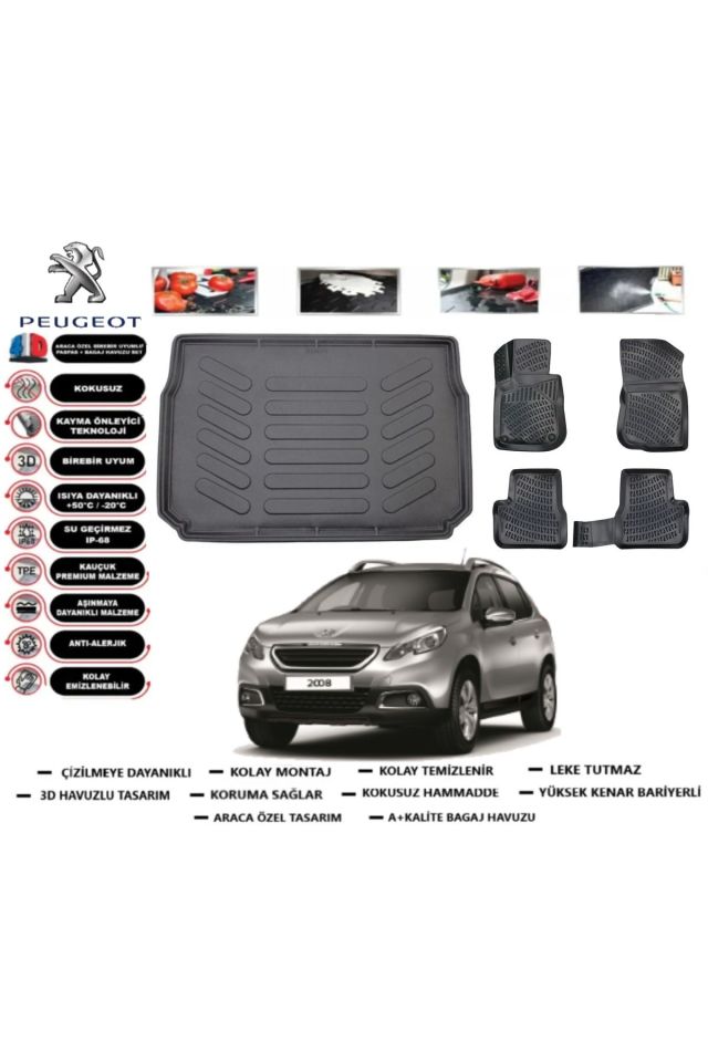 Peugeot 2008 2013 Model Bagaj Havuzu Araca Özel Paspas Takımı Prrox