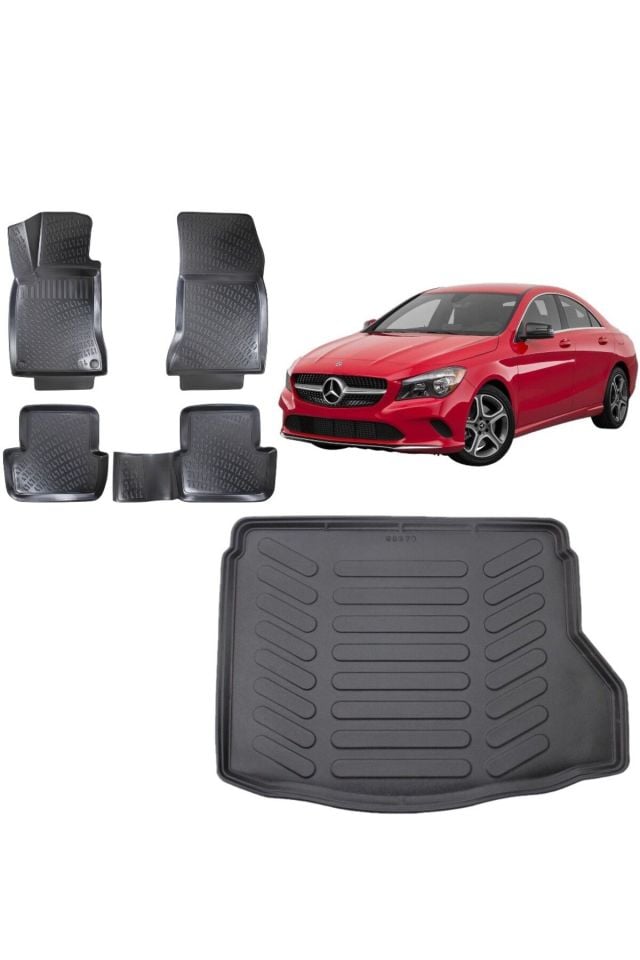 Mercedes CLA 2013 Model 3D Bagaj Havuzu+3D Havuzlu Araca Özel Paspas Takımı