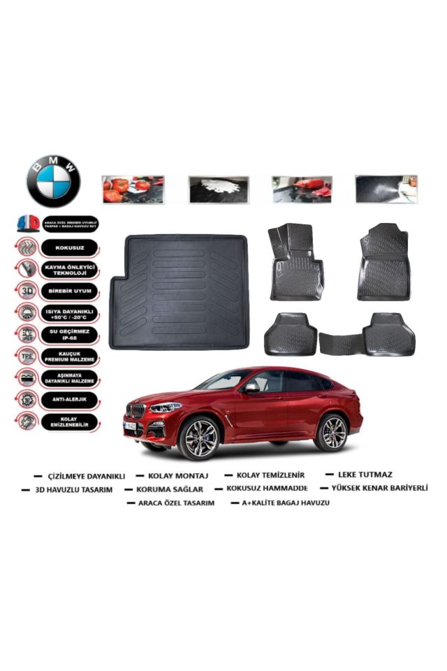 Bmw X4 2018 Model Bagaj Havuzu Araca Özel Paspas Takımı Flex