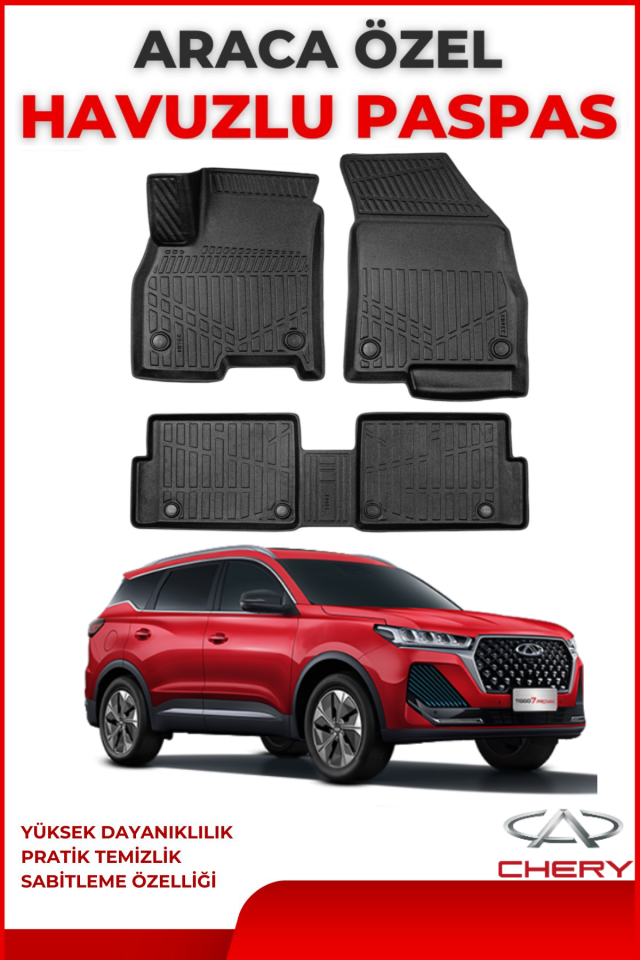 Chery Tiggo 7 Pro 2022 Sonrası 4D Araca Özel Havuzlu Kokusuz Paspas Takımıı