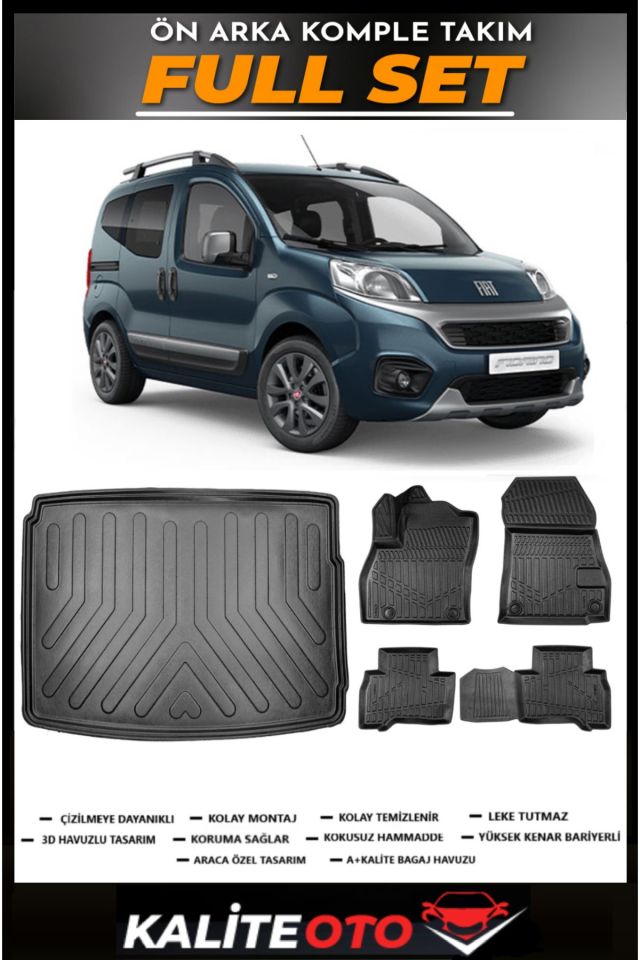 Fiat Fiorino Bagaj Havuzu+4.5D Havuzlu Paspas Seti 2017 Model
