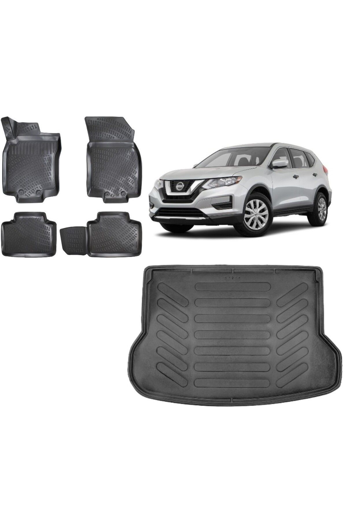 Nissan Xtrail 2018 7 Koltuk Model 3D Bagaj Havuzu+3D Havuzlu Araca Özel Paspas Takımı