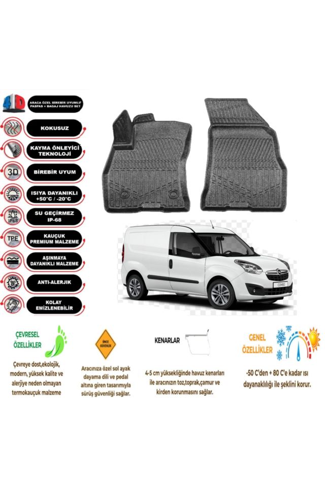 Opel Combo 2014 Model PANELVAN 4D Havuzlu Paspas (2 parça)