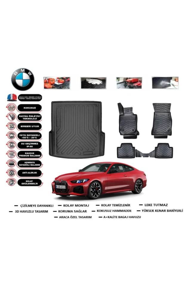 Bmw i4 eDrive 40 (G26) Coupe 2023 Model Bagaj Havuzu Araca Özel Paspas Takımı Flex