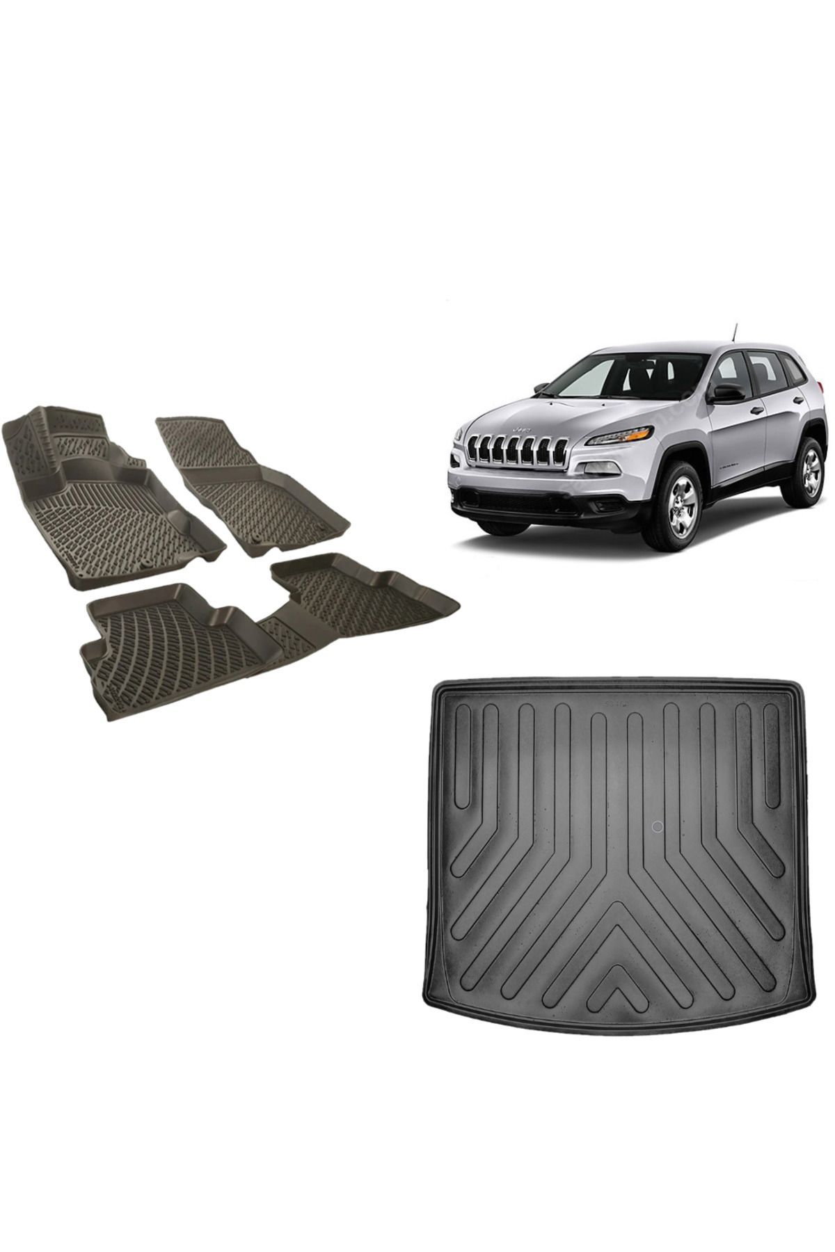 Jeep Grand Cherokee (KL) 2016 Model 3D Bagaj Havuzu+3D Havuzlu Araca Özel Paspas Takımı