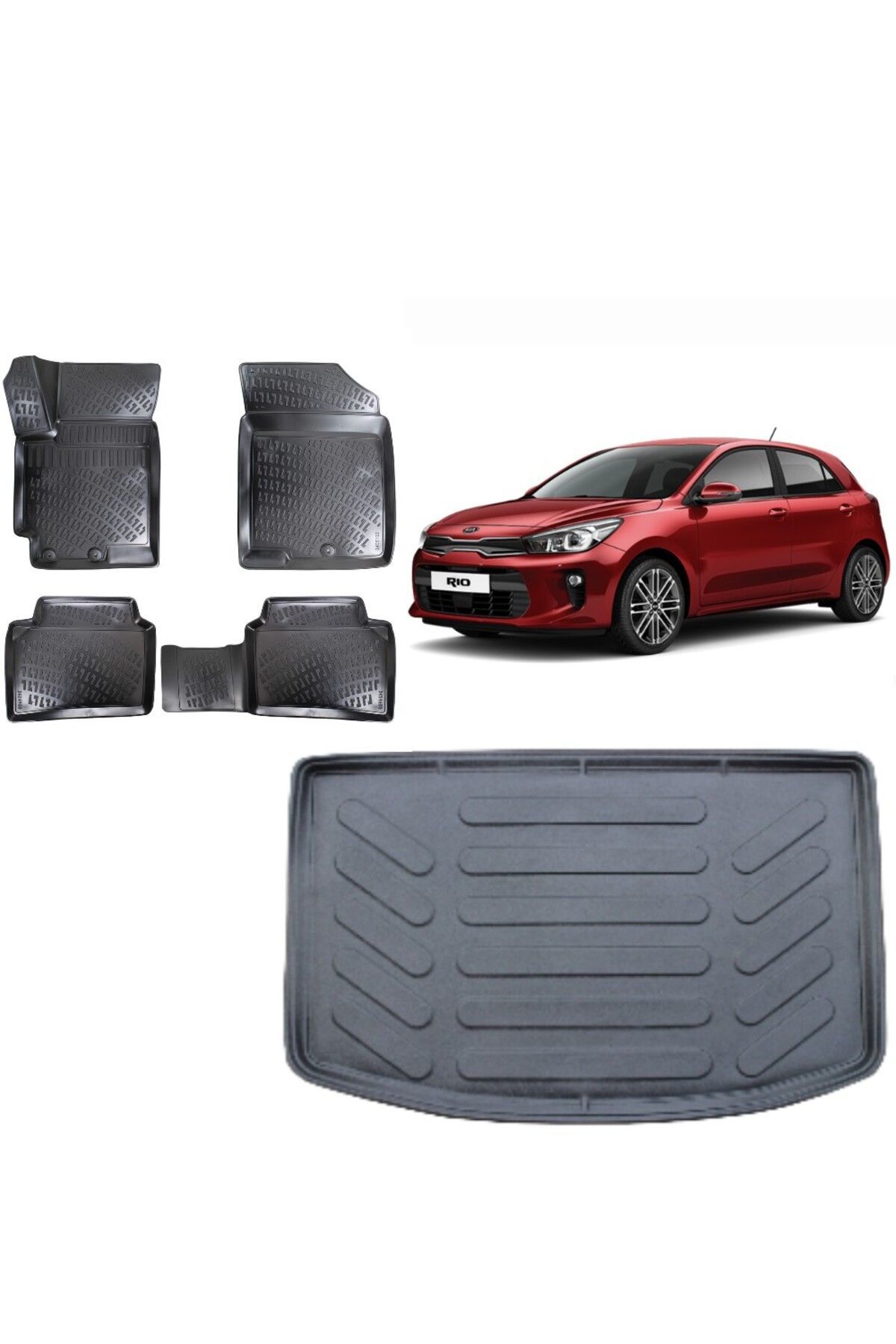 Kia Rio 2019 Model Hatchback 3D Bagaj Havuzu+3D Havuzlu Araca Özel Paspas Takımı
