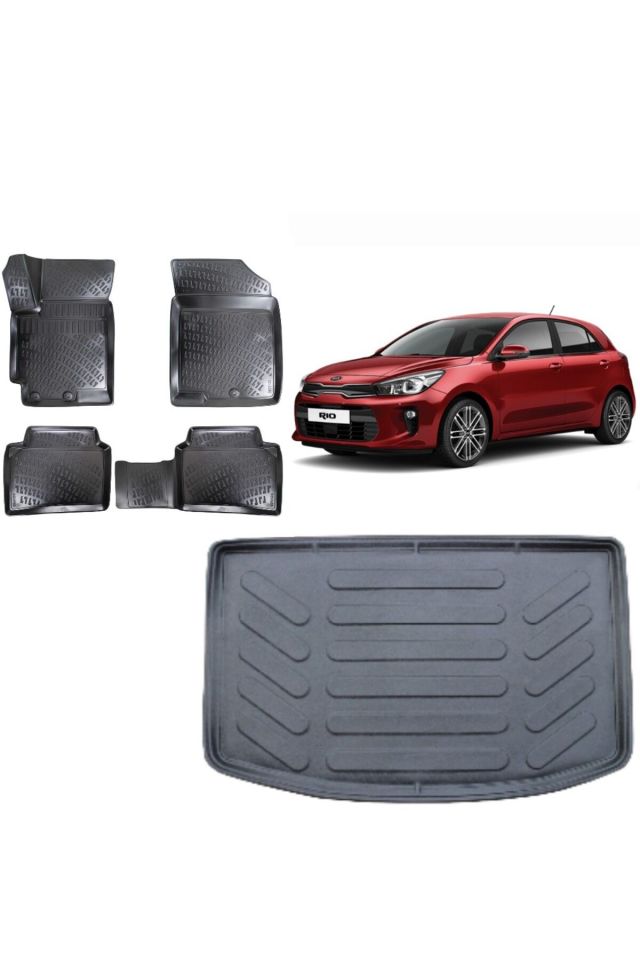 Kia Rio 2019 Model Hatchback 3D Bagaj Havuzu+3D Havuzlu Araca Özel Paspas Takımı