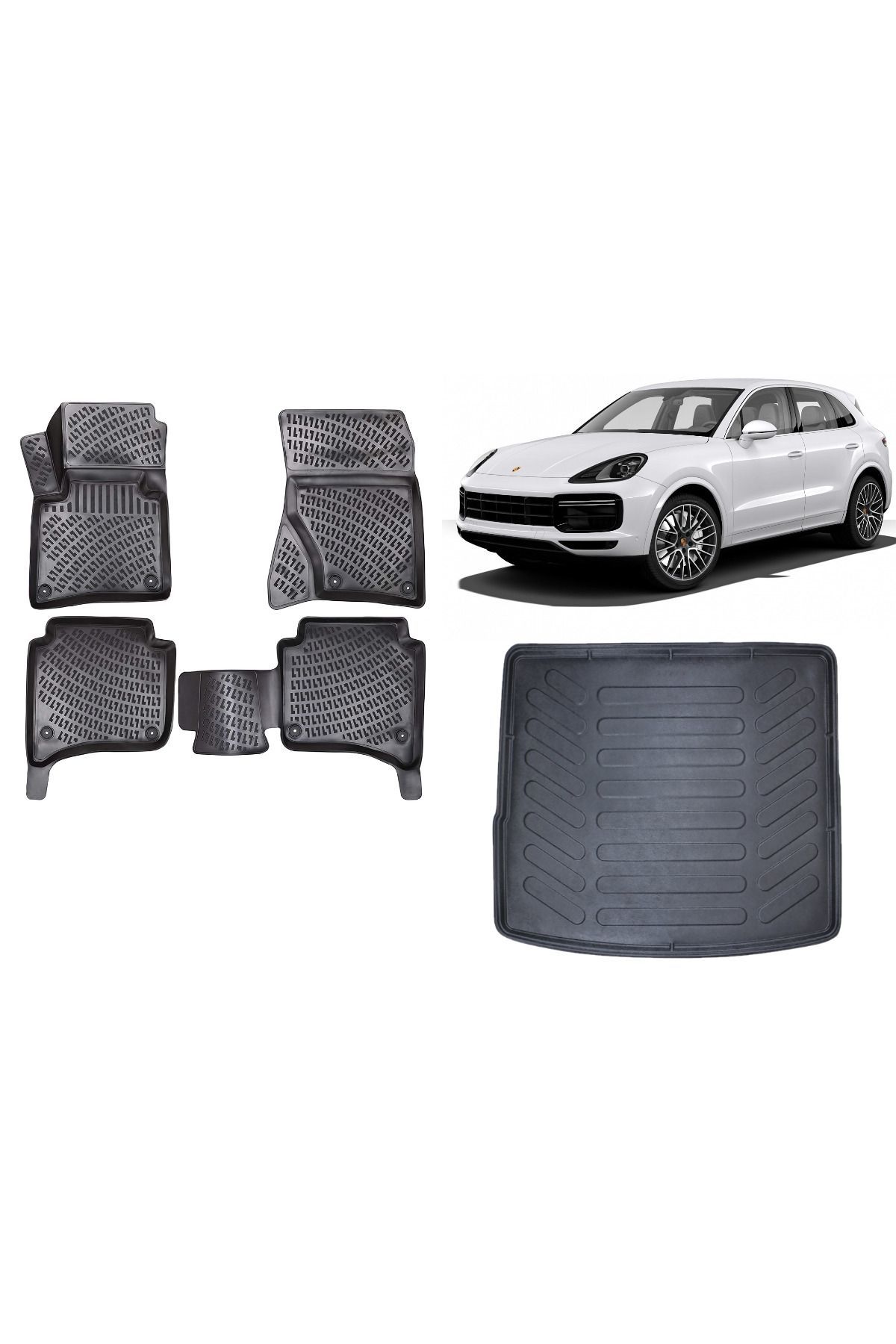Porsche Cayenne 2012 Model 3D Bagaj Havuzu+3D Havuzlu Araca Özel Paspas Takımı