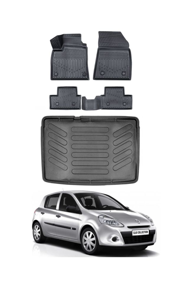 Renault Clio 3 2010 Model Kancasız Bagaj Havuzu Araca Özel Siyah Paspas Takımı