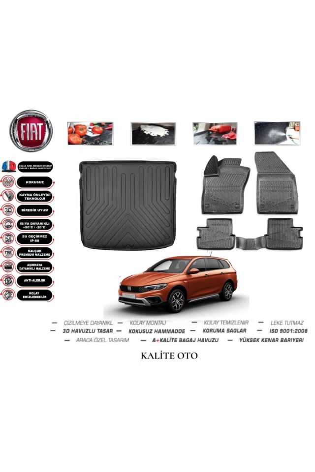 Fiat Egea Cross Wagon 2022 Ve Sonrası Bagaj Havuzu+4D Havuzlu Paspas Seti