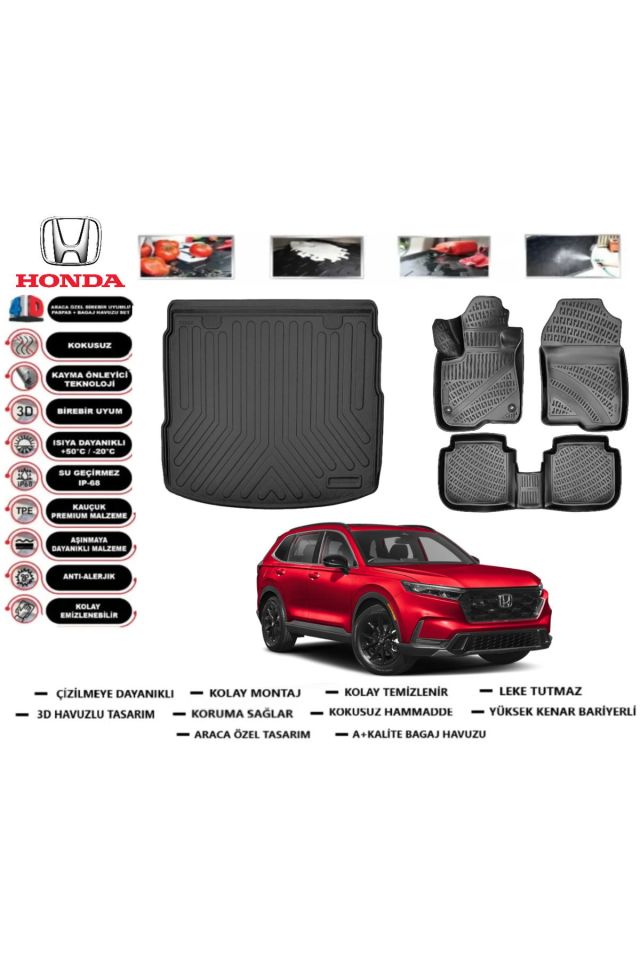 Honda CRV 2024 Model Bagaj Havuzu Araca Özel Paspas Takımı Prrox