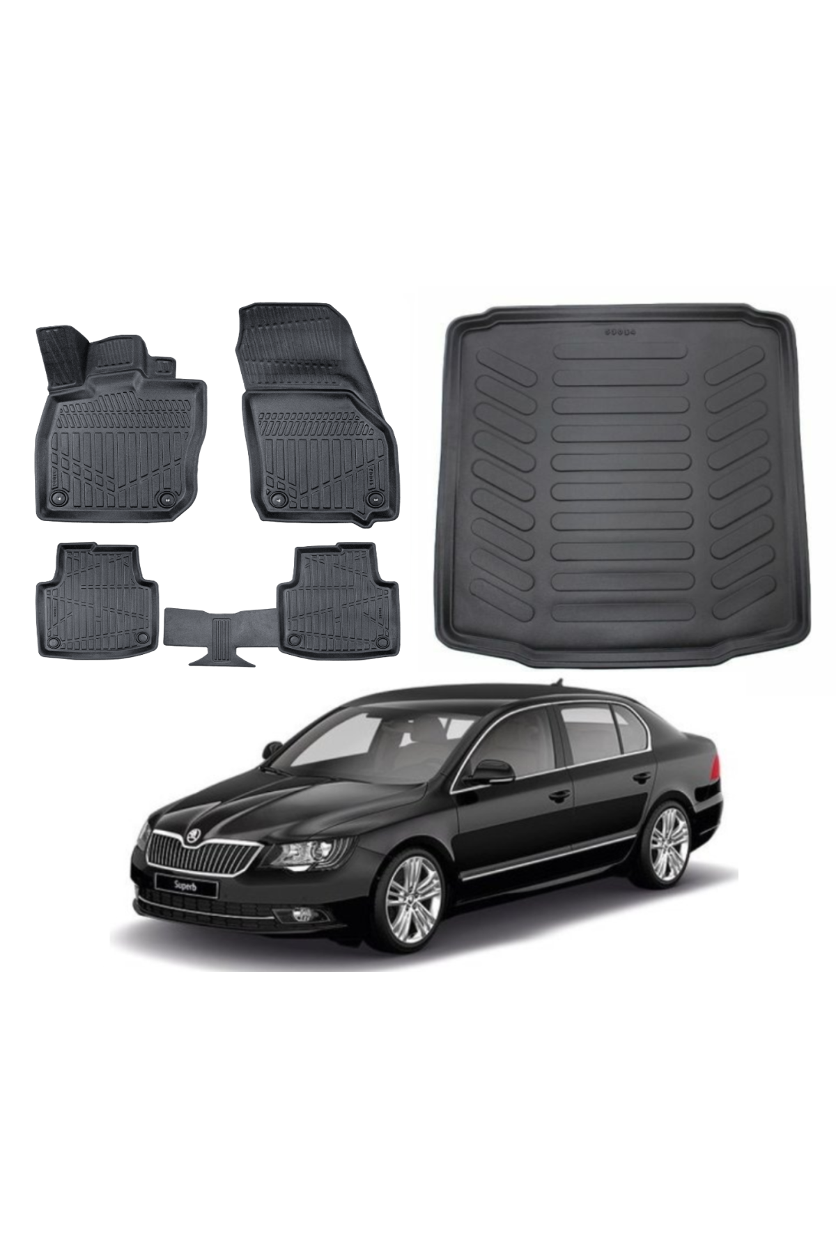 Skoda Super B 2008-2014 3D Bagaj Havuzu+3D Araca Özel Paspas Takımı