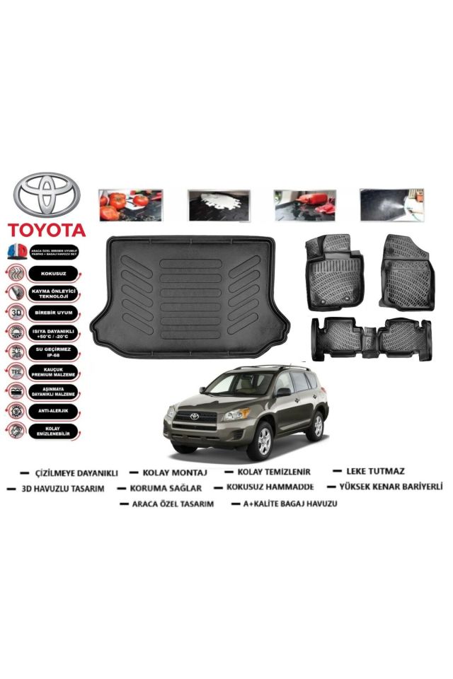 Toyota Raw 4 2007 Model Bagaj Havuzu Araca Özel Paspas Takımı Prrox