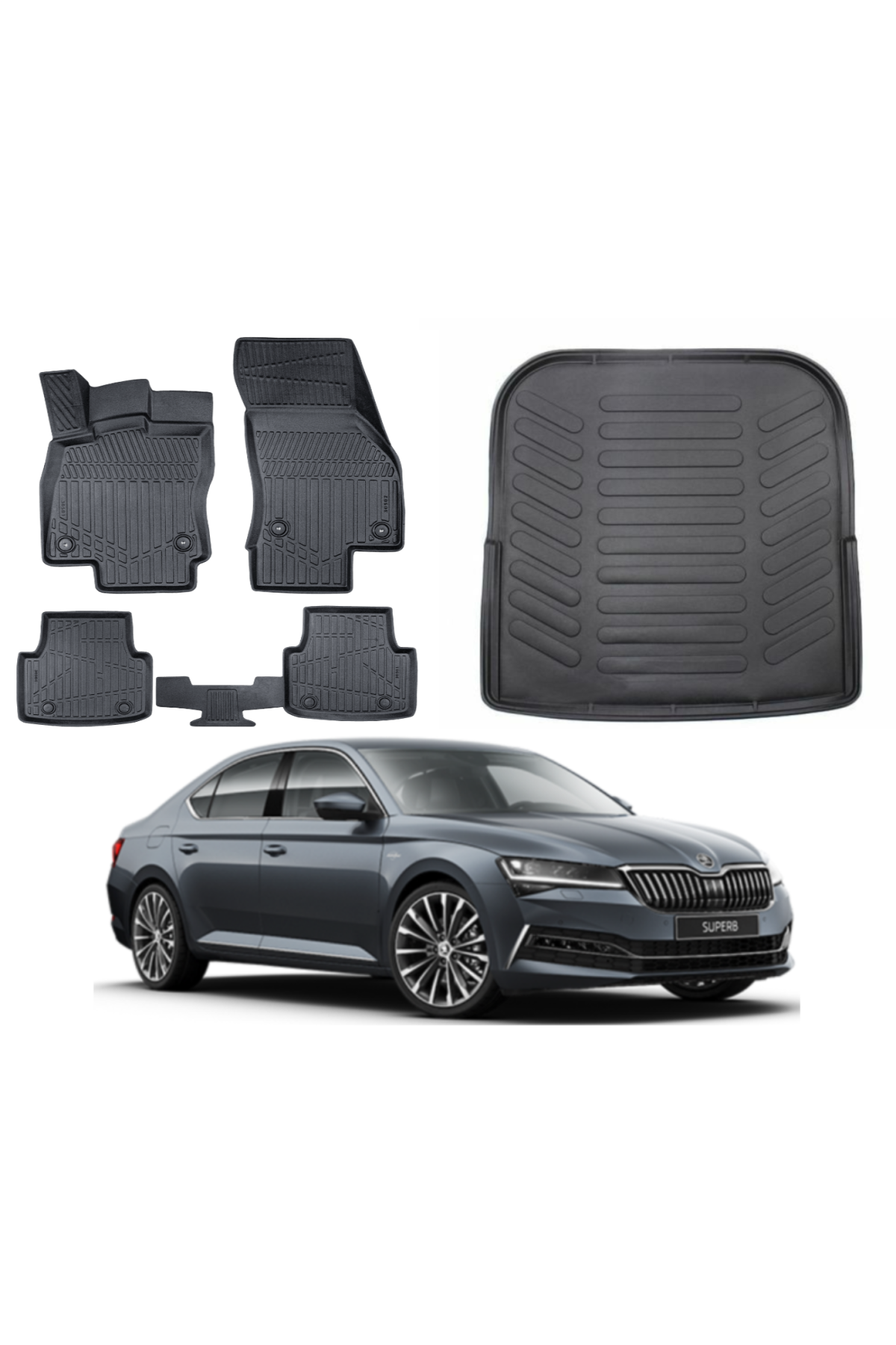 Skoda Super B 2015-2023 3D Bagaj Havuzu+3D Araca Özel Paspas Takımı