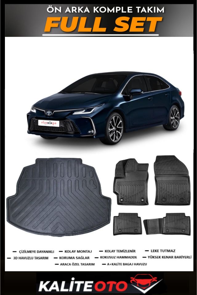 Toyota Corolla Bagaj Havuzu+4.5D Havuzlu Paspas Seti 2024 Model