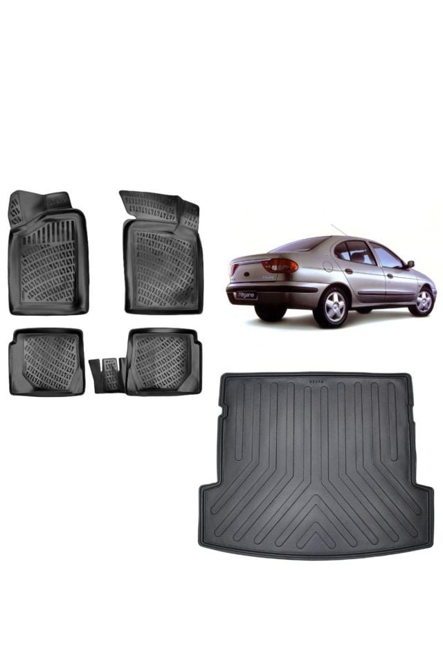 Renault Megane 1 1997 Model 3D Bagaj Havuzu+3D Havuzlu Araca Özel Paspas Takımı