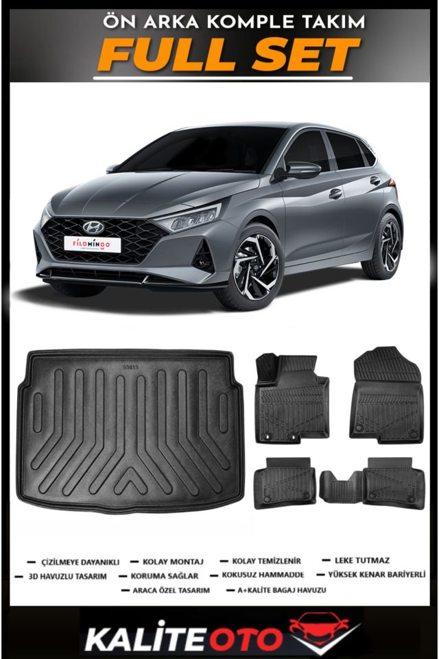 Hyundai İ20 Bagaj Havuzu+4.5D Havuzlu Paspas Seti 2024 Model