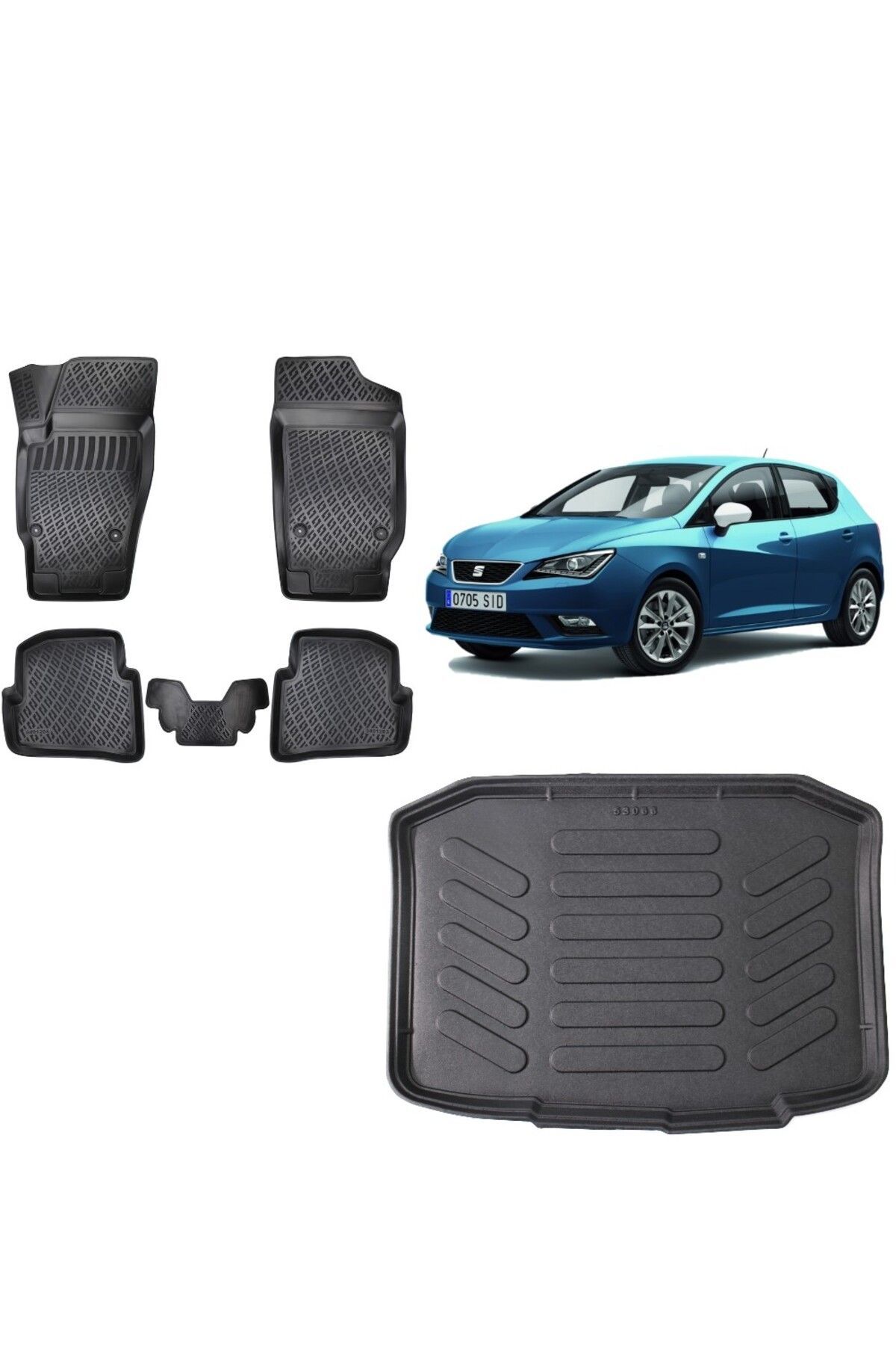 Seat İbiza 2009 Model Hatchback 3D Bagaj Havuzu+3D Havuzlu Araca Özel Paspas Takımı