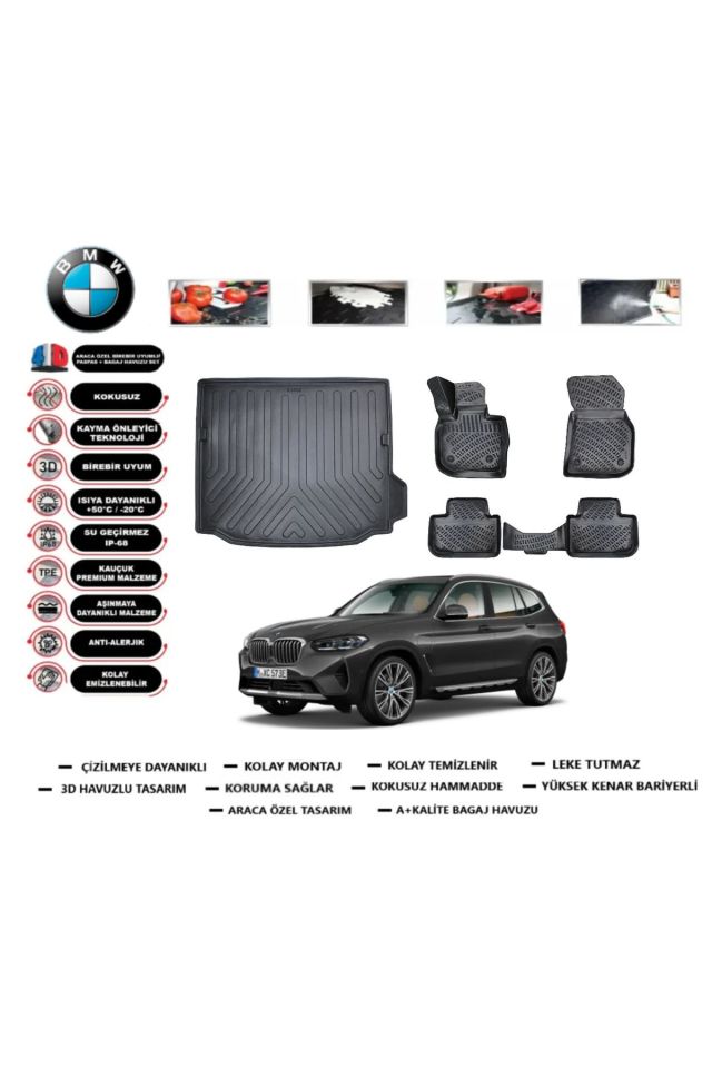 Bmw iX3 2023 Model Bagaj Havuzu Araca Özel Paspas Takımı Flex