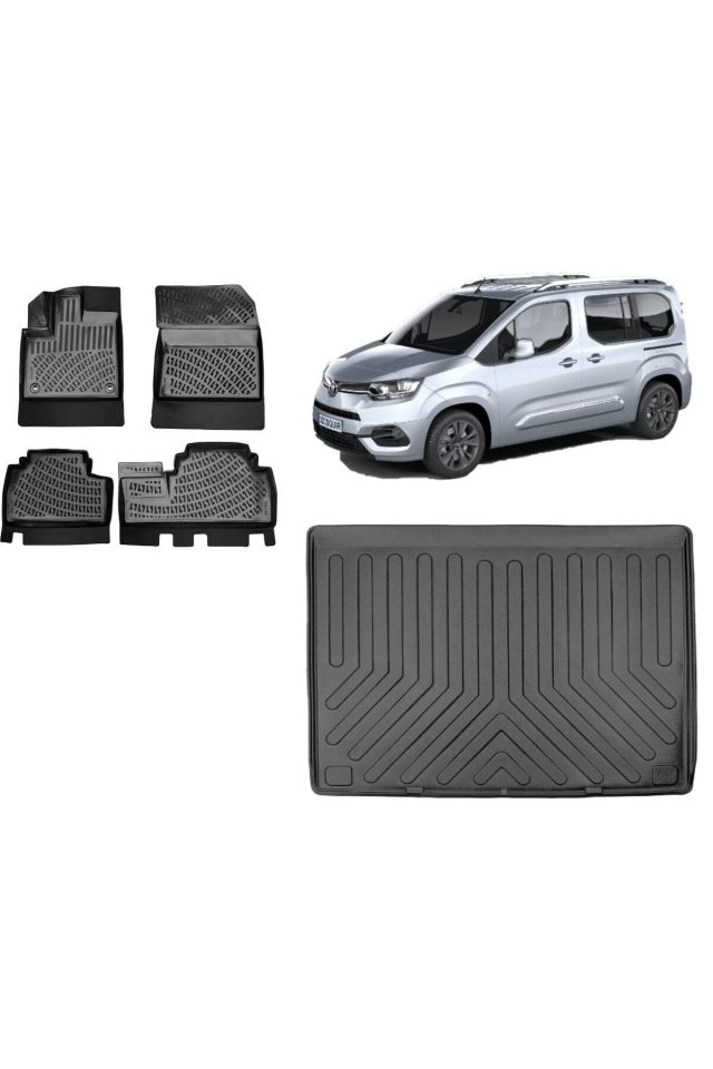 Toyota Proace City Seperatörlü 2020 Model 3D Bagaj Havuzu+3D Havuzlu Araca Özel Paspas Takımı