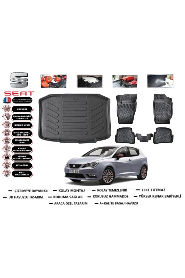 Seat İbiza HB 2010 Model Bagaj Havuzu Araca Özel Paspas Takımı Prrox