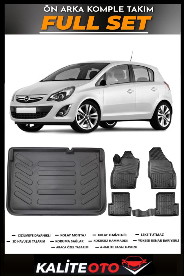 Opel Corsa D Bagaj Havuzu+4.5D Havuzlu Paspas Seti 2006 Model