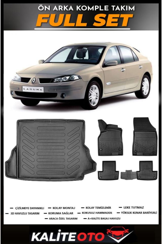 Renault Laguna 2 Bagaj Havuzu+4.5D Havuzlu Paspas Seti